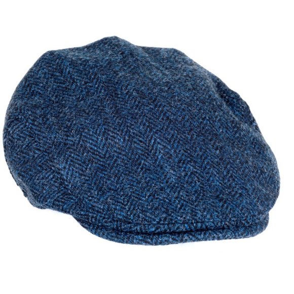 Hartside HS14 Scottish Highland Harris Tweed® Flat Cap Blue-Black - CHOOSE SIZE - Picture 11 of 11